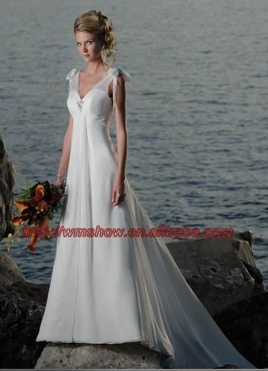Unique Designed Sleeveless ALine Chffion Backless Beach Wedding Dresses