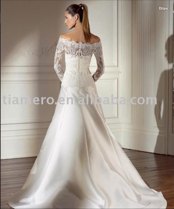 off the shoulder long sleeve lace wedding dresses