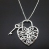 llave de plata encanto collar de moda corazón colgante de collar collar de la joyería mayorista