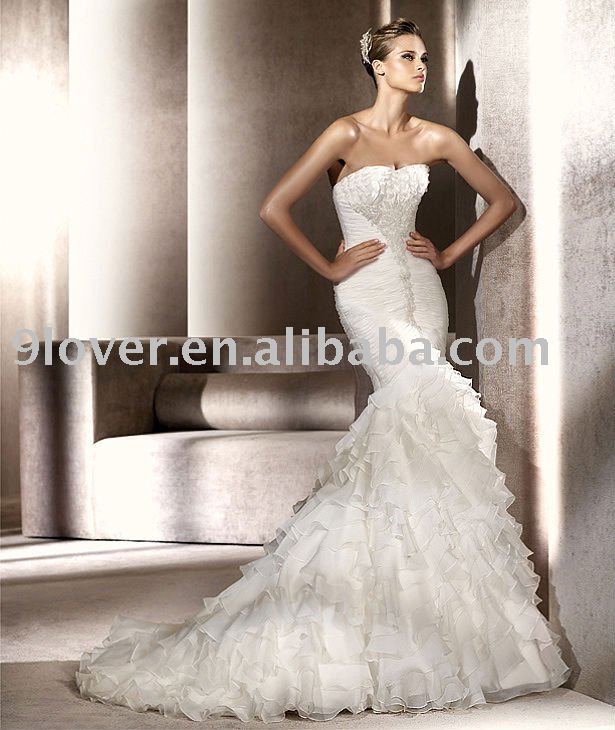 2012 New breathtaking layer chiffon mermaid wedding dress PRO20125