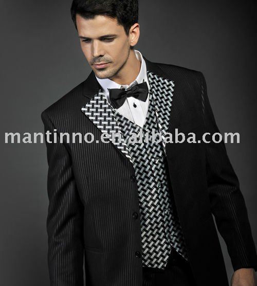 2011 Black Checked Tuxedo Wedding Suit