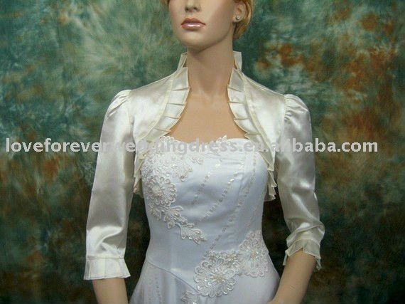 Ivory Taffeta Long Sleeves Wedding Bolero Jacket