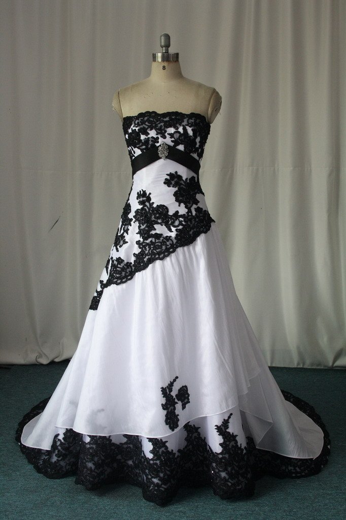 newly classic white black lace wedding dress denise