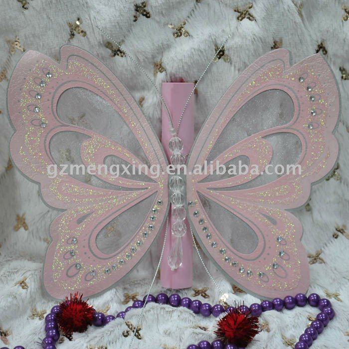Pink Unique butterfly shape wedding invitation card with personal 