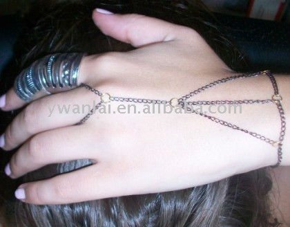 2011 trendy high fashion jewelry chain bondage slave bracelet ring factory