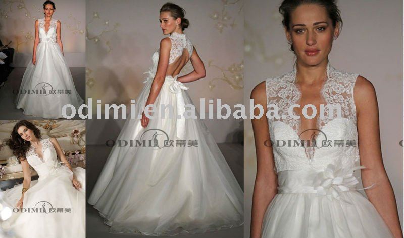 Beautiful Organza Lace Backless Wedding Dress