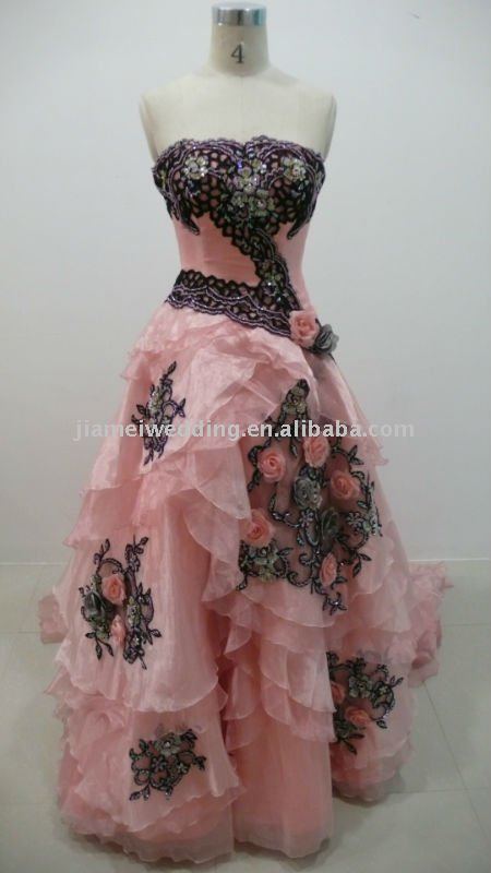 Beautiful pink and black wedding dress