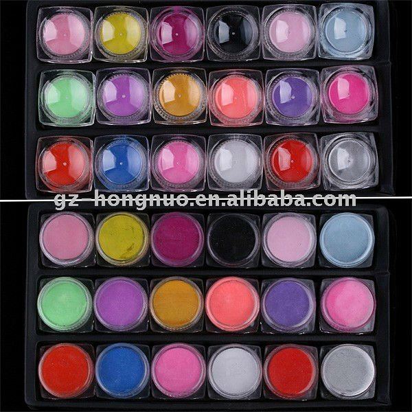 18 Color Acrylic Nail Art Powder 3D Manicure Nail Tips, View 