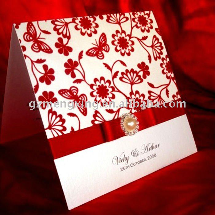 Red and White Classical Wedding Ceremony Card With BucklesEA801