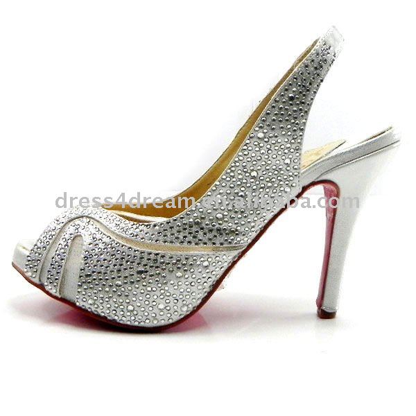 See larger image white crystal wedding shoes