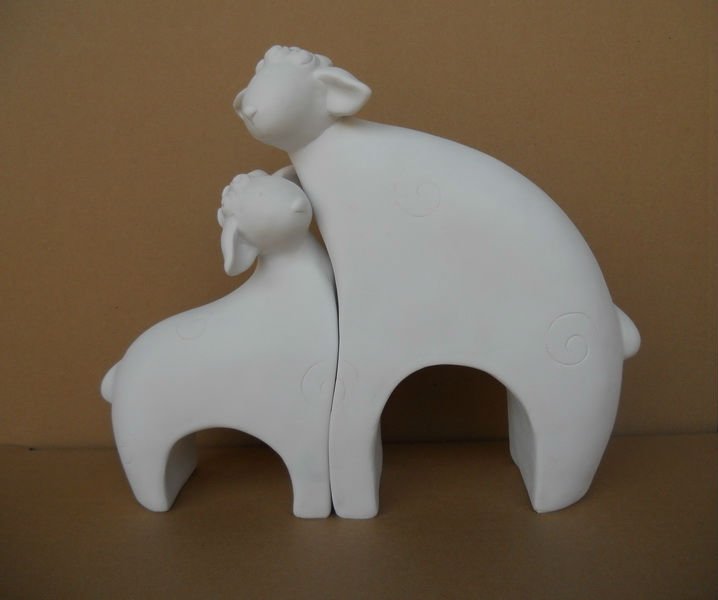 see larger image  sheep in white polyresin home ornaments
