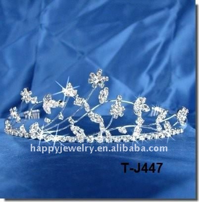 2011 Bridal Wedding Veil pearl Heart Crown Tiara