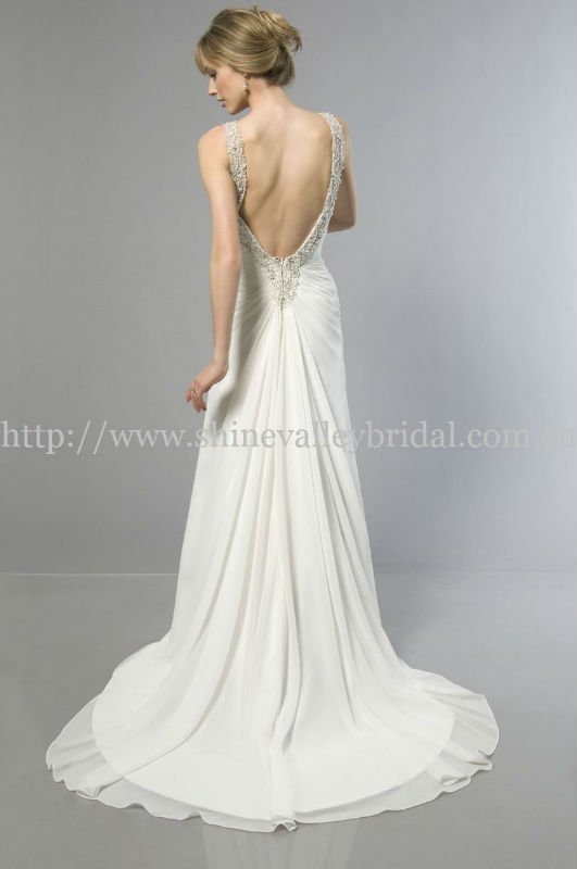 Brand New Beading Halter Neckline Low Back Wedding Gown IS241