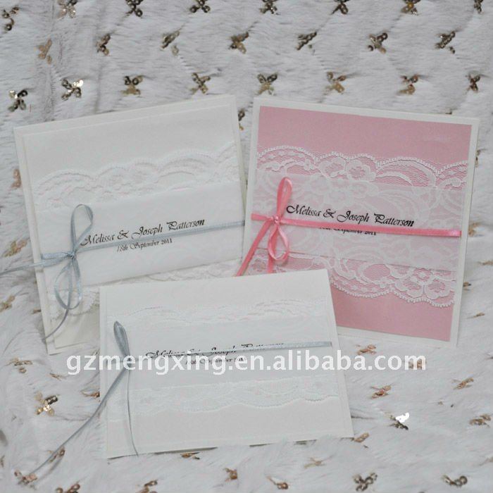 DIY White Lace Wedding Invitation Card With Bride and Groom 39s Names