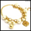 24k pulsera de oro con perlas de imitación