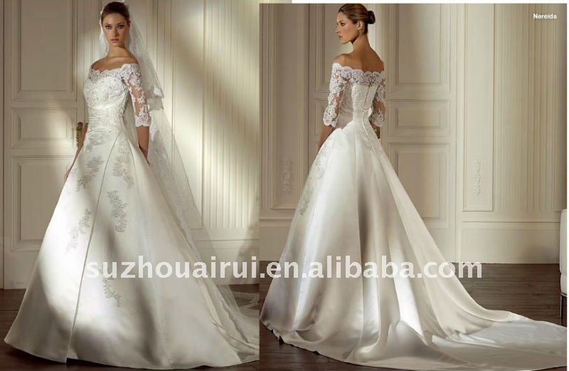 NB451 Modest lace long Sleeves Arabic Wedding dress