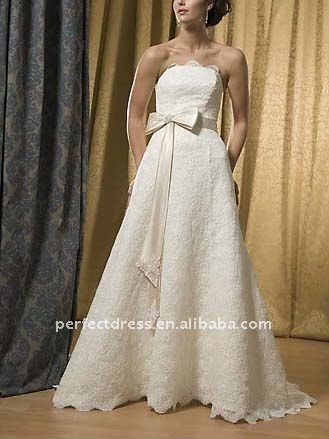 Spanish lace wedding dress with big bow SC1205