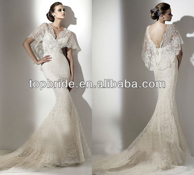 2012Vintage Lace Top Wedding Dresses Gowns Patterns S608 OEM FACTORY