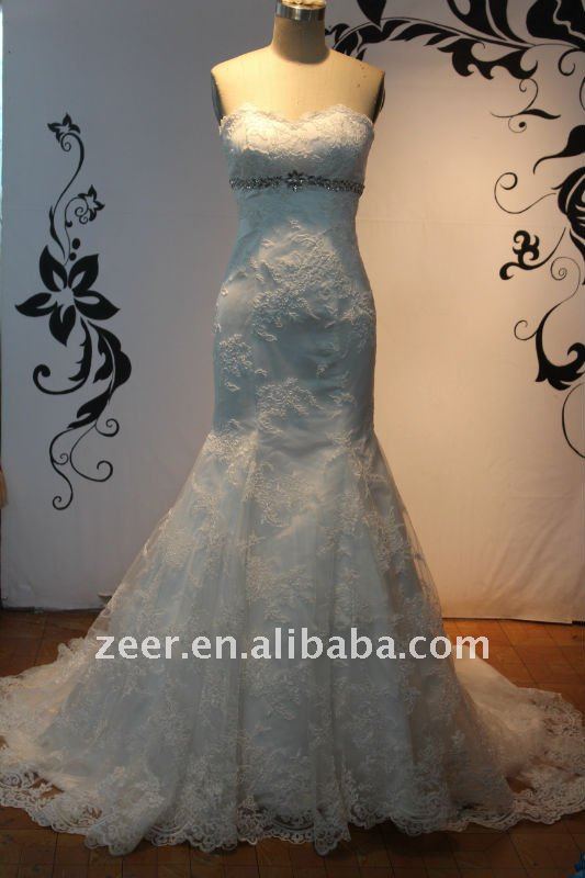 2011 real sample wedding dress elegant mermaid lace top layer wedding gown