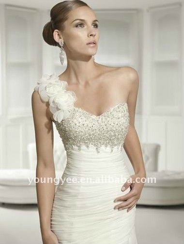 New dream one shoulder mermaid corset wedding dresses designer wedding 