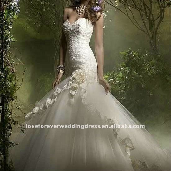 High Quality Lace Backless Mermaid Style Wedding Gowns