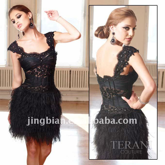 Cap Sleeve Feather Short Prom Dress Selling Online VS227