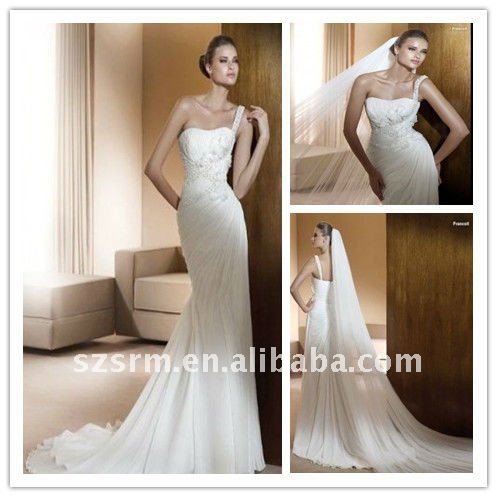2012 Hot Elegant Backless Applique Mermaid Corset Wedding Dress