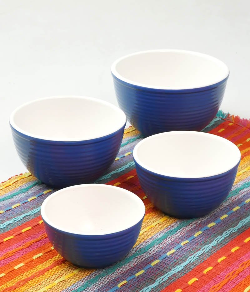 4pcs stoneware mixing bowl with solid color