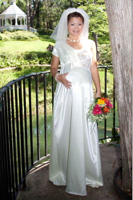 Beautiful Short Sleeves Lace Floorlength Maternity Wedding Dresses Pregnant