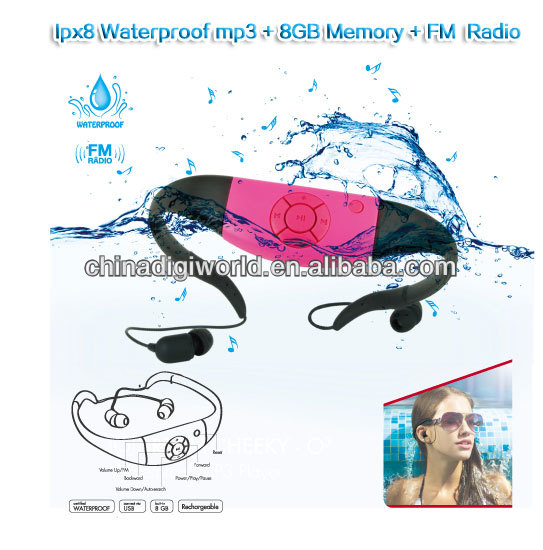 Sports  Players on Sport Swimming Waterproof Mp3 Player Waterproof Mp3 New Fashionable