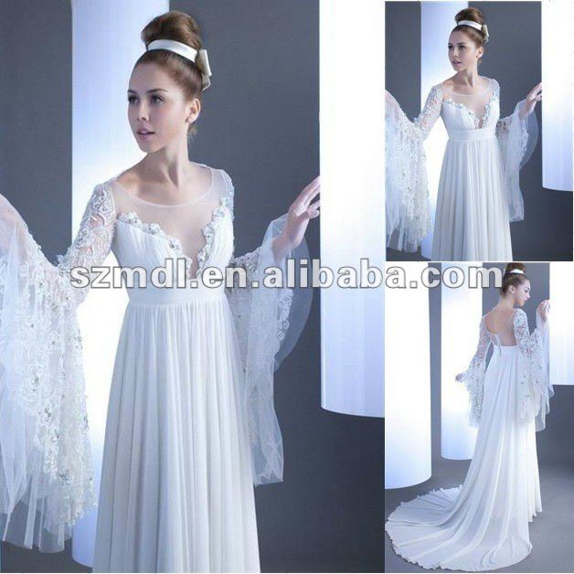 Newest Design Designer White Sheath Beaded Puffy Hemline Wedding Dress 