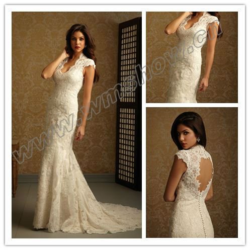 Short Sleeve Sexy Lace Bridal Dress