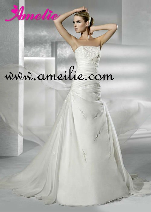 Best Selling Embroidery Royal Blue and White Wedding Dresses