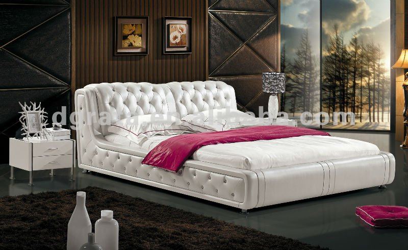 2012 new design french style bed with thin genuine leather and ...