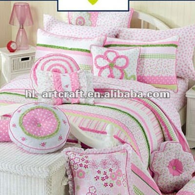 Strips Pink Three Pieces Cotton Bed Cover, View bed cover, Product ...