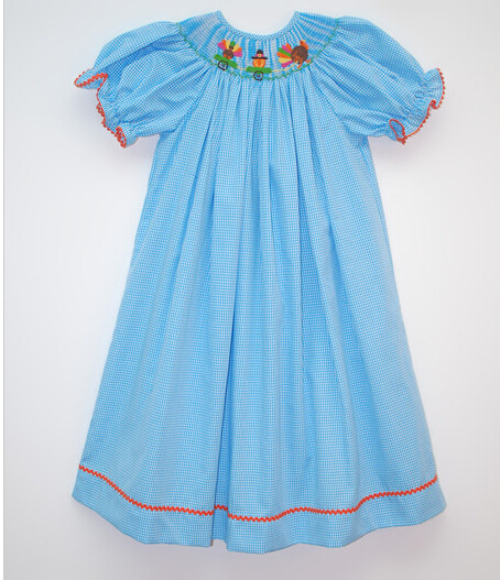 Smocked turkey bishop dress