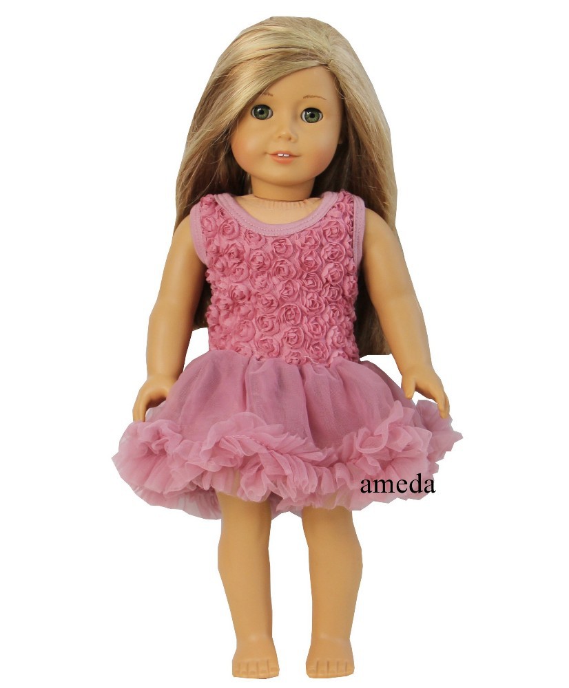 18" american girl doll romantic dusty pink rosettes party dress