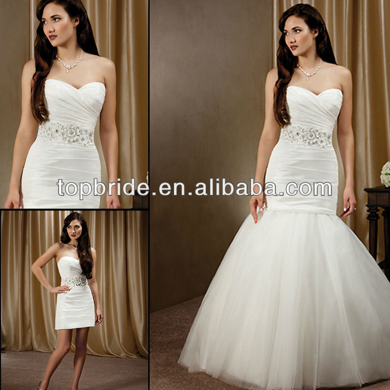 4164 Elegant Flower Sash Wedding Dresses Removable Skirt