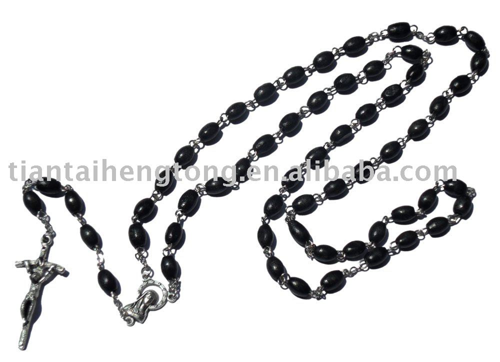 wooden bead rosary jewelery chain rosary box alloy cross rosary wood bead 