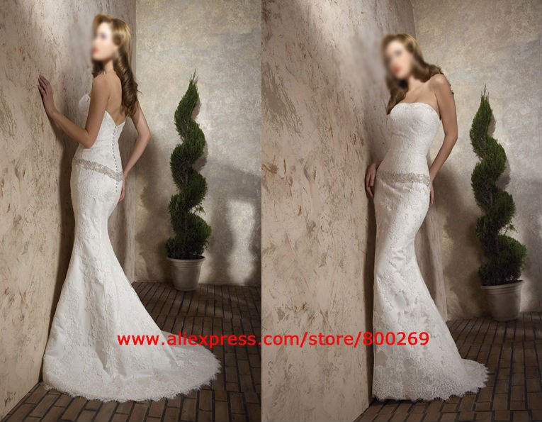 Mermaid Wedding dress gown dropped waist lace sl832