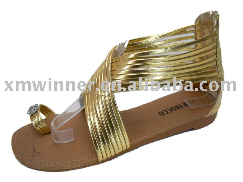 golden flat ladies roman sandals WNF10686, View ladies roman sandals ...