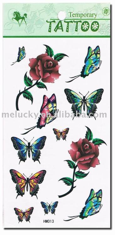 See larger image: Flower and butterfly tattoo sticker sticker