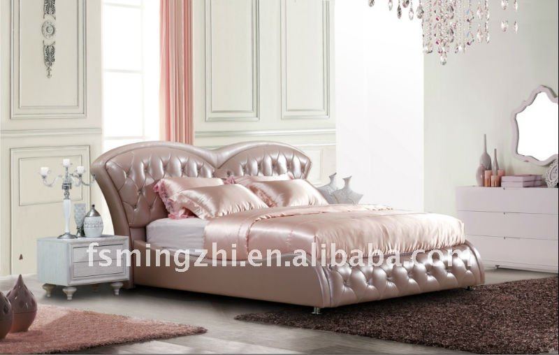 2011 New design leather bed with crystal botton, View modern ...