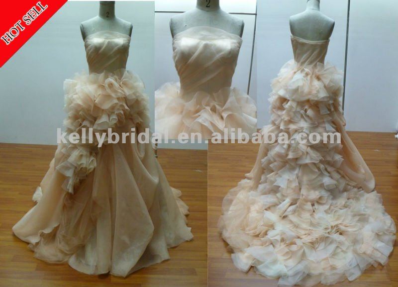orange and white princess Designer wedding dresses