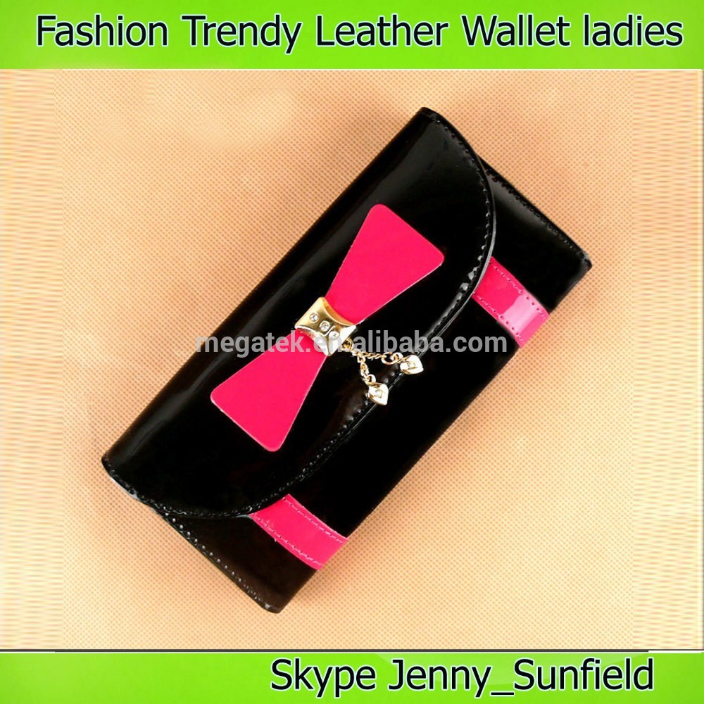 fashion bow pu ladies leather wallet purse clutch bag
