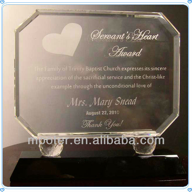 Custom Clear Glass Plaque With Love Poem Engraved For Wedding Gifts