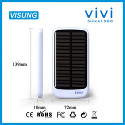 VISUNG CE RoHS Patent solar mobile charger with 3700mah and indicator LED for iphone/samsung galaxy/smartphone