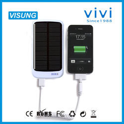 VISUNG CE RoHS Patent solar mobile charger with 3700mah and indicator LED for iphone/samsung galaxy/smartphone