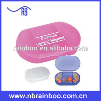 promotional Plastic oval shaped pill box in 3 case