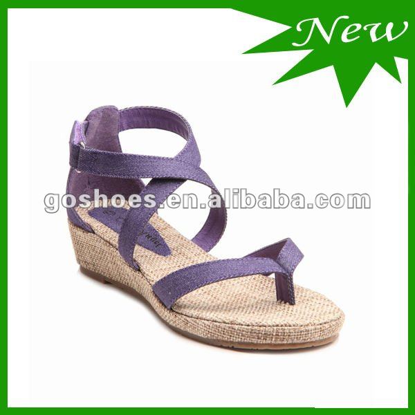 Popular Design Girl Shoes Sandals Roman Style Purple Color Wedge Heel ...